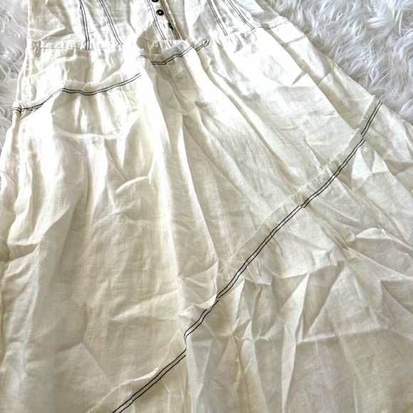 Anthropologie Ivory V-Neck Corset Midi Shirt Dress Size Small - Picture 6 of 14